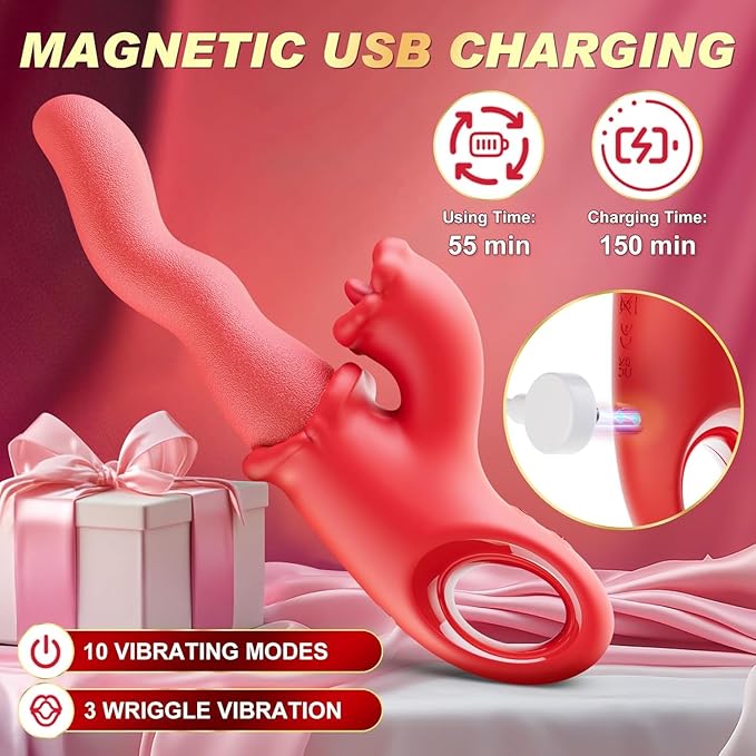 Rose Tongue Adult Tool for Women 10x Vibration &amp 3X Wriggle Clitotial Sucker with Long Soft Tongue Y1210
