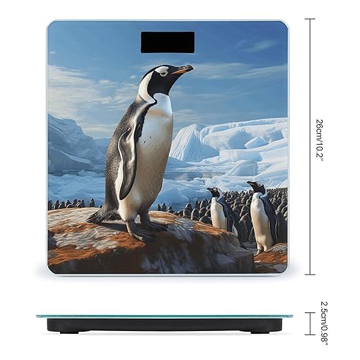 Penguin Print Bathroom Scale Rounded Smart Scale for Body Weight Automatic Power On/Off Weight Scales Accurate Bathroom Digital Scales for Pet Home Bedroom Kitchen