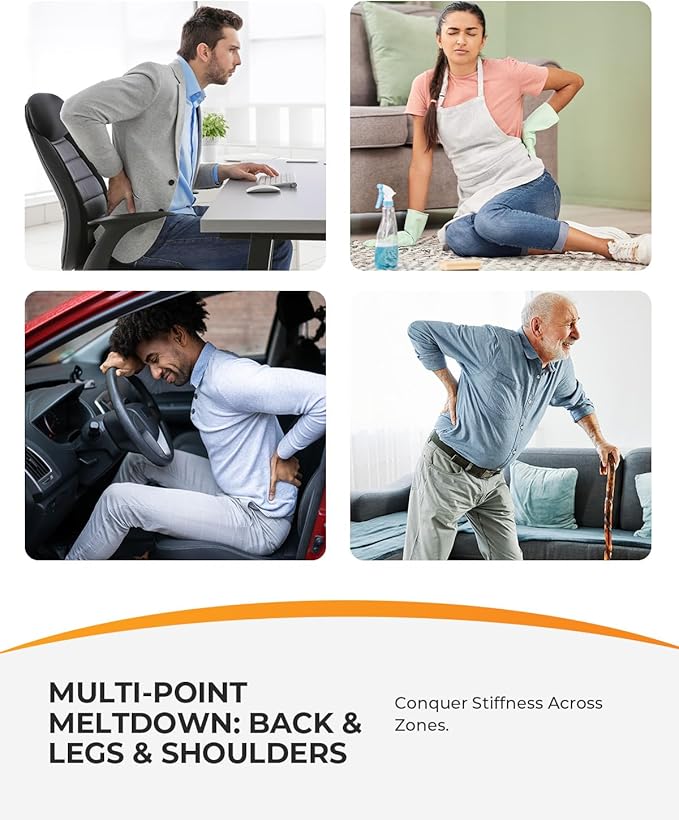 CooCoCo Shiatsu Back Massager for Pain Relief Deep Tissue FSA Eligible HSA Lower Back Massager with Heat 4D Rolling Up and Down Back Massage 2X Larger Heating Area and Faster Heating(Corded)