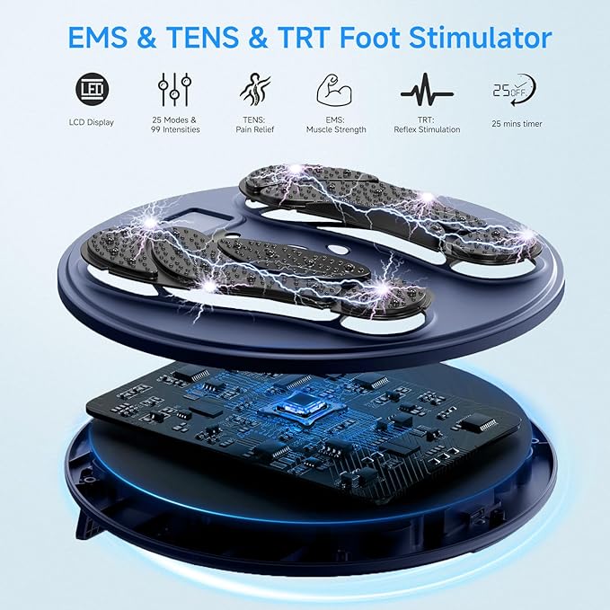 FDA Cleared - Electronic Muscle Stimulator for Neuropathy Foot Leg Massage EMS Foot Massager for Pain Relief &amp Muscle Relaxation EMS/TENS Feet Stimulator for Circulation for Dad Mum Elder Gifts