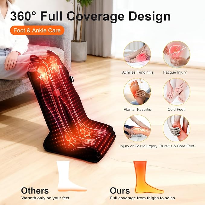 Red Light Therapy for Legs &amp Feet Infrared LED Leg Wrap with 660nm Red &amp 850nm Near Infrared Light for Muscle Recovery Relaxation &amp Circulation 5 Modes &amp Timer Settings