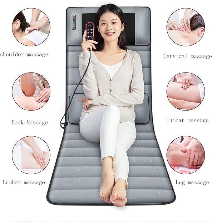 Full Body Massage Mat with Heat 20 Neck Shiatsu Kneading Massage Heads9 Modes and 9 Adjustable Force Electric Heated Massage Chair Back Pad for Neck Back Lumbar Leg Calf Muscle Relaxation