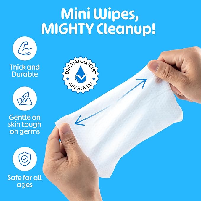 Fomin Mini Hand Sanitizer Wipes 30 Pack (8 Count) - Fragrance Free Mini Wet Wipe - pH Balanced Biodegradable Antibacterial On the Go Hand Sanitizing Wipes - Hypoallergenic Plant-Based Travel Wipe