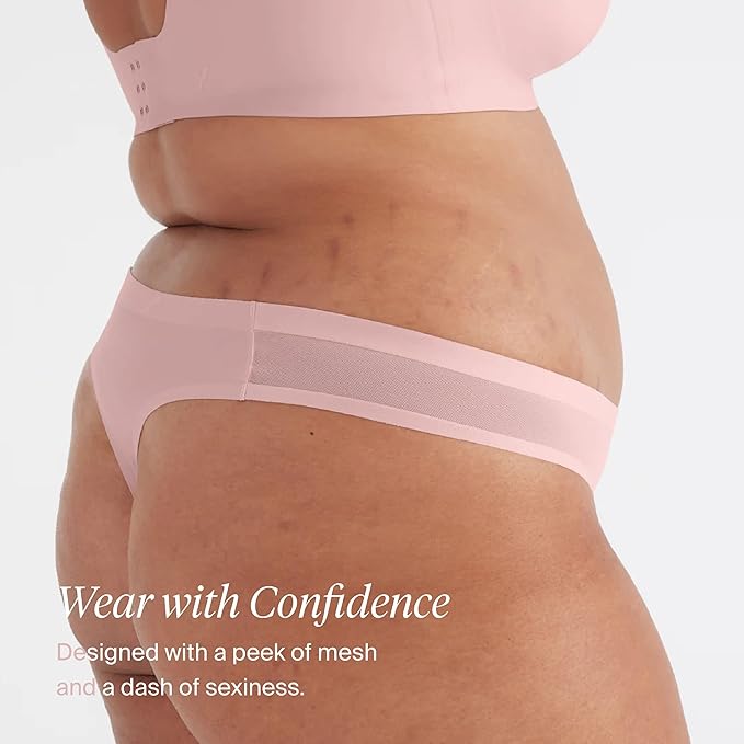 KNIX Light Leakproof No-Show Mesh Thong Period Underwear – Light Flow Reusable Absorbent Menstrual Thong