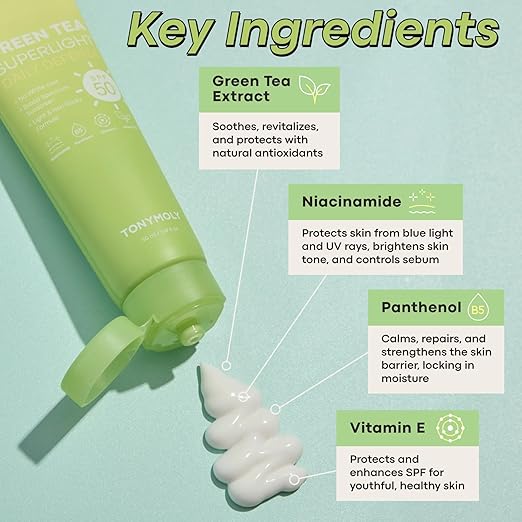 TONYMOLY Green Tea SPF 50 Sunscreen &amp Panda's Dream So Cool Eye Stick - SPF 50 Sun Protection with Green Tea &amp Cooling Eye Cream