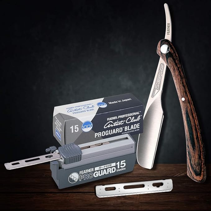 Feather Artist Club ProGuard Razor Blades - (5 Pack of 15) - Single Straight Edge Razor Blades with Guard Refills for Shaving - For Men &amp Barbers