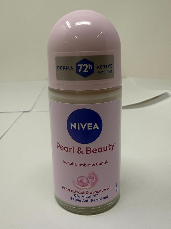 NIVEA Anti-Perspirant Deodorant Roll-On Pearl &amp Beauty 50ml – Long-Lasting Freshness Smooth Skin 48H Sweat &amp Odor Protection Gentle Formula with Pearl Extract Alcohol-Free Deodorant 6-Pac