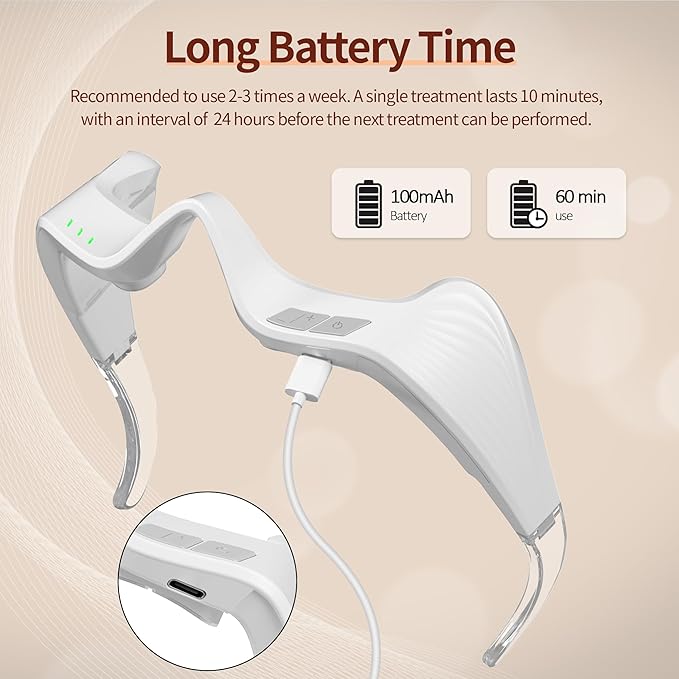 Under Eye Red Light Therapy Device 650nm Red Light Therapy Eye Massager for Relieve Eye Bags Eye Fatigue Dark Circles with Glasses Strap Light-Weight Hands-Free Use (White)