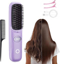 Cordless Hair Straightener Brush Go Brush Pro Portable Mini Straightening Brush for Women with 3 Temperature Settings LED Display Fast Heating Hair Straightener Comb for Travel Smooth Frizz Hair