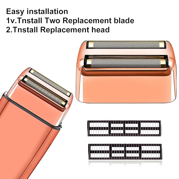 3 pack Professional Replacement Foil and Cutters for BaBylissPRO Barberology Double Foil Shaver Compatible with BaBylissPRO Barberology FXFS2 ShaverGoldRose Gold