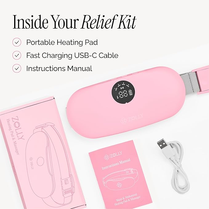 Menstrual Heating Pad for Period Cramps – Portable Heating Pad for Period Cramps Relief with Heat &amp Massage Wearable Cordless Warmer for Pain Relief Rechargeable &amp Wireless for Women