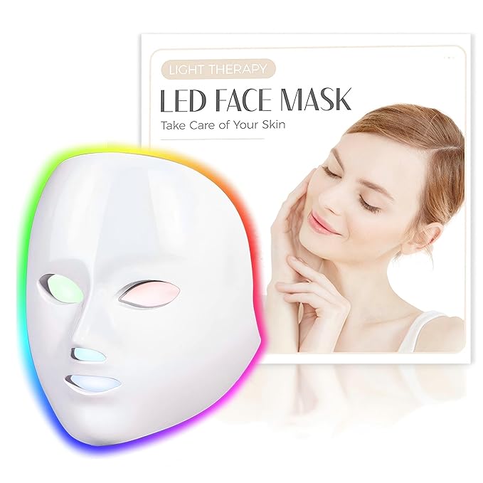 LED Face Mask Light Therapy Red Light Therapy Mask with 7 Colors 850nm Infrared &amp Red Light Therapy for Face Portable Anti-Aging Skin Rejuvenation Tool with Timer for Home Use
