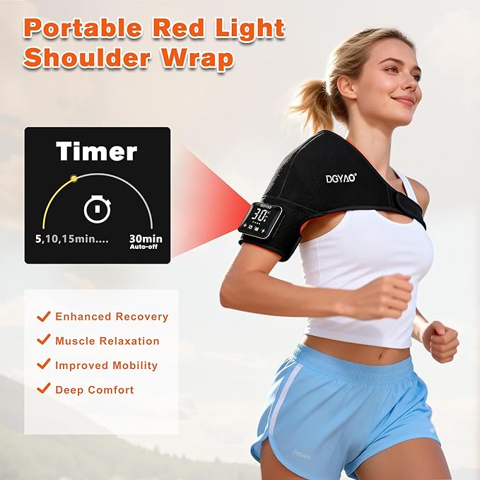 Eicolorte Red Light Therapy for Shoulder Cordless 4000mAh Controller Near Infrared Light Therapy Wrap for Arm Body Adjustable Relief Muscle Relax Ideal Festival Gift