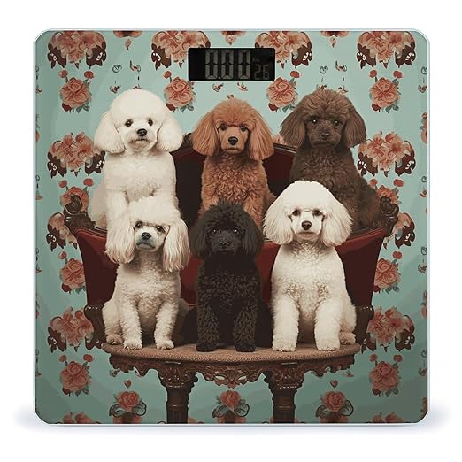 Poodles Dogs Weight Scale Large Bathroom Scales Digital Weight with Bright LED Display Non Slip Automatic Weighing Scale Fashion Weighing Machine for Body
