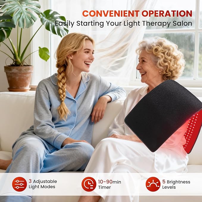 Red Light Therapy Mat for Full Body Foldable 340 LEDs Near Infrared Light Therapy Pad 660nm&amp 850nm 2in1 LEDs Light Blanket High end Leather 5 Power Levels UP to 65W 29.6'x14''