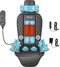 Back Massager with Heat &amp Traction &amp Vibration Seat Massager Pad for Pain Relief Deep Tissue Lumbar Traction PU Leather Foldable for 5’ to 6’1” Massage Chair Pad for Office Home