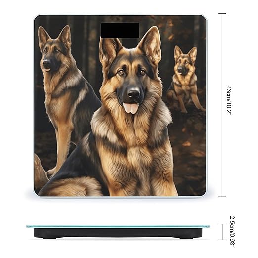 German Shepherd Bathroom Scale Large LCD Backlight Display Digital Scale Rounded Corners Body Scales Automatic Power On/Off Bathroom Scales for Home Bedrooms