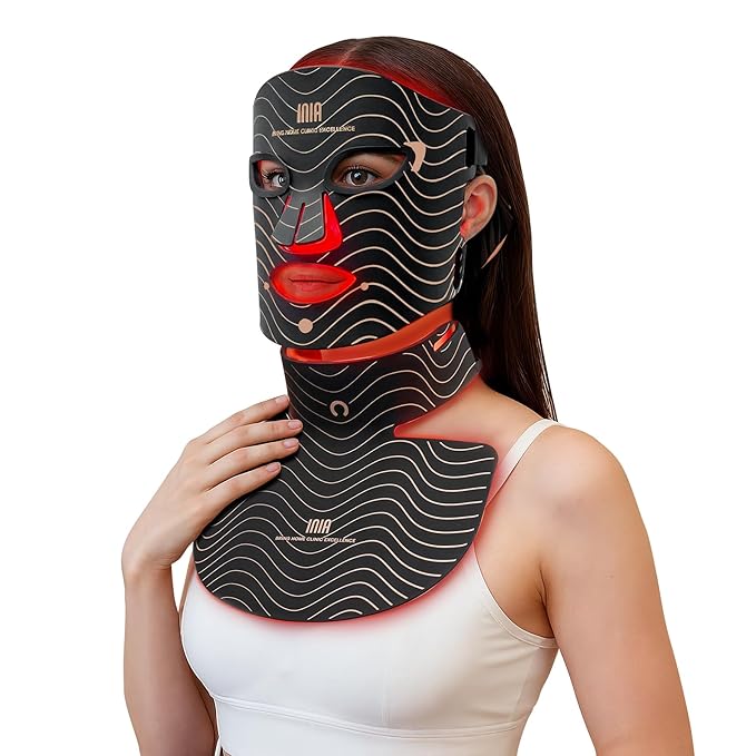 Red Light Therapy Mask for Face &amp Neck – 4 Light Modes with 850nm NIR Red Yellow &amp Blue LED Light Therapy 2600mAh Rechargeable LED Face Mask for Anti-Aging Skin Firming &amp Radiant Glow