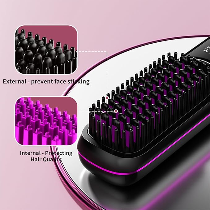 Hair Straightener Brush Electric Straightening Comb Rechargeable Portable Straightener Rechargeable Hair Comb