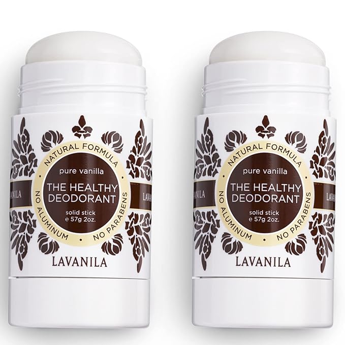 Lavanila Pure Vanilla Deodorant for Women 2-Pack (2 Oz Each) - Natural Aluminum Free Solid Stick Deodorant Made In USA Vegan