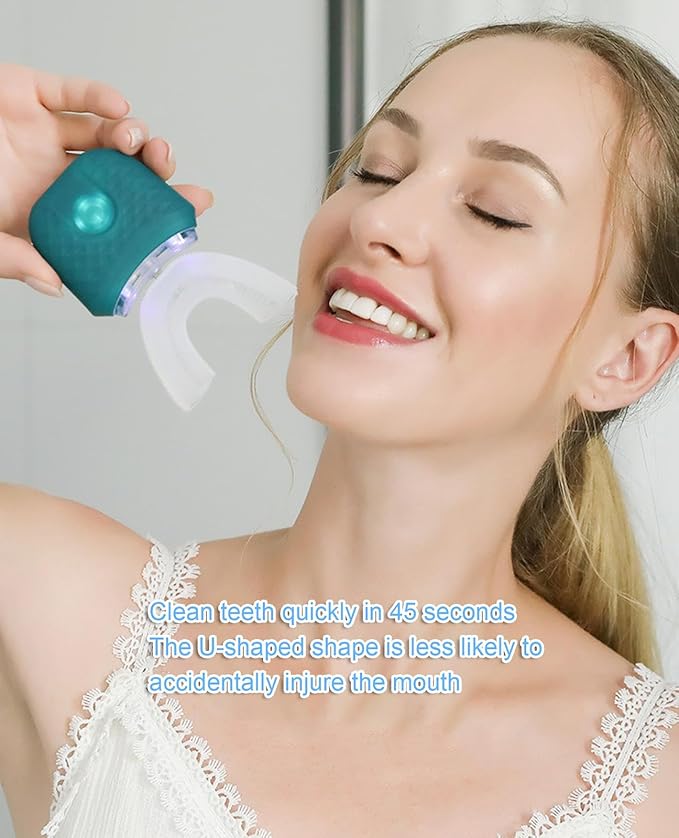 VIDECOR Electric Toothbrush U Shaped Automatic Toothbrush for Adults 360° Whole Mouth Toothbrush Whitening Wireless Charging IPX7 WaterproofC