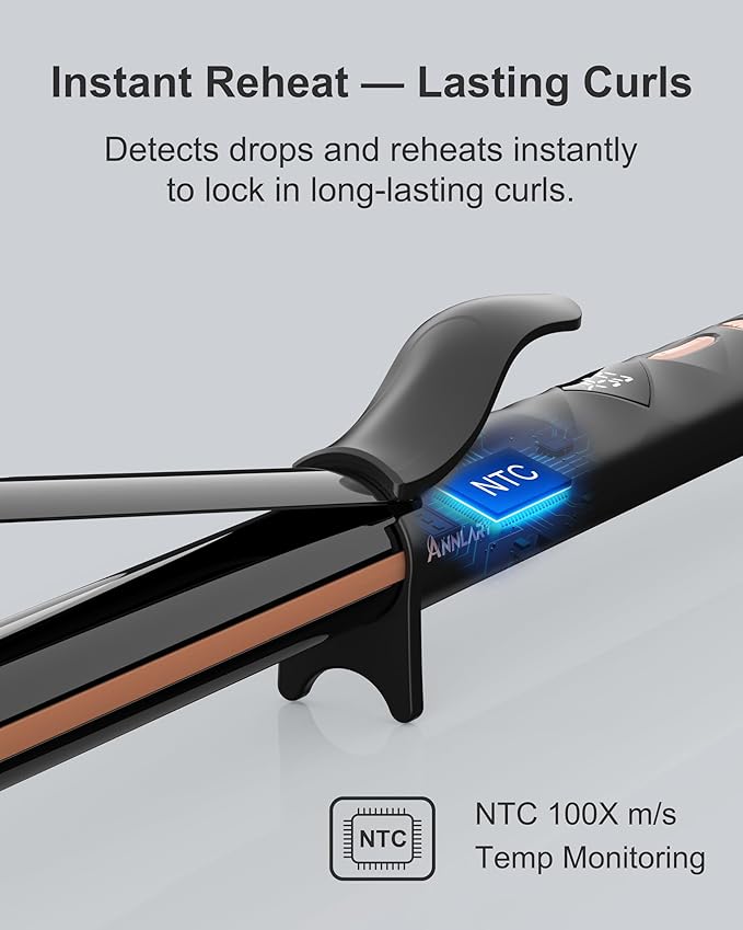 1 Inch Curling Iron Titanium Ceramic Hair Curler Fast Heating Curling Wand with 8 Heat Settings with LED Display for All Hair Types Dual Voltage 110-240V for Travel