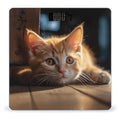 Small Orange Cat Bathroom Scale for Body Weight Bathroom Weighing Scale with Backlit LCD Display Highly Accurate Measures Weight Up to 180kg