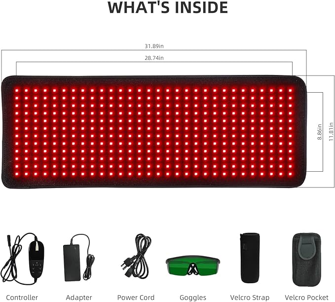 Red Infrared Light Therapy Mat for Body 31.75 x 11.5 Red Light Pad Upgraded 3 Chips in 1 Beads 360pcs LEDs 660nm 850nm RLT Device for Body Back Shoulder Knee Joint Pain Relief Ideal Gift