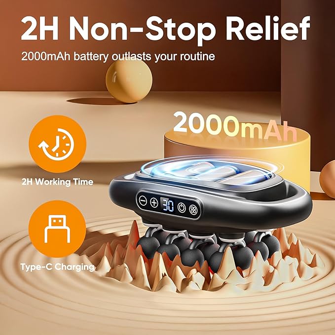 16 Head Massage Gun Deep Tissue - 2026 Upgrade 16-Drive Percussion Muscle Massager with 3 Modes &amp 30 Intensities Portable Quiet Massager for Legs Waist Back Neck Shoulder Muscles Pain Relief