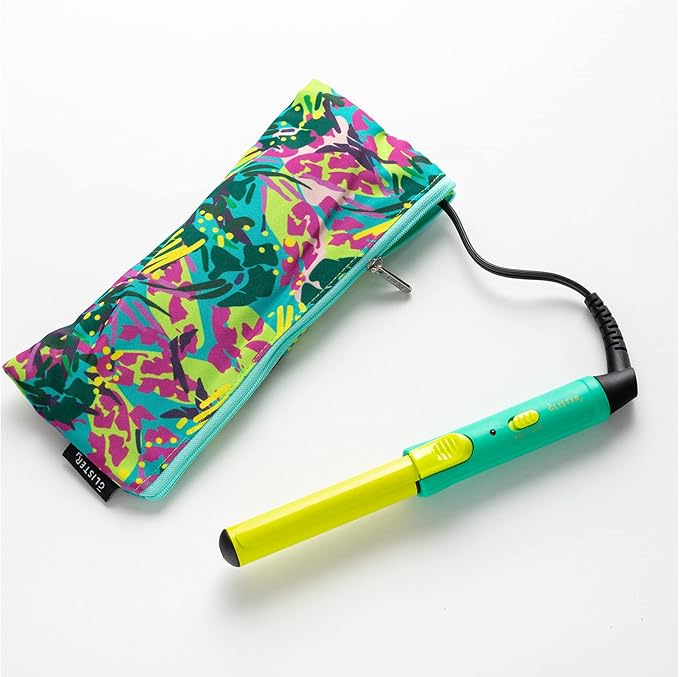 Glister Mini Curls Traveling Small Clip Curler with Carrying Pouch Travel Curler Curling Wand for Normal Thin Dry and Frizzy Hair for Travel use Preferred for Girls or Boys - (Lemonade)