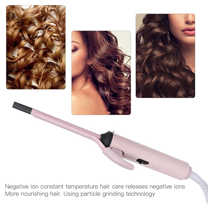 Hair Curler Fine Root 9mm Curling Iron Constant Temperature Curling Wand Iron Conditioning 360° Rotation Hair Waver for Tight Long Lasting Curler Wands for Long Short Hair(US)
