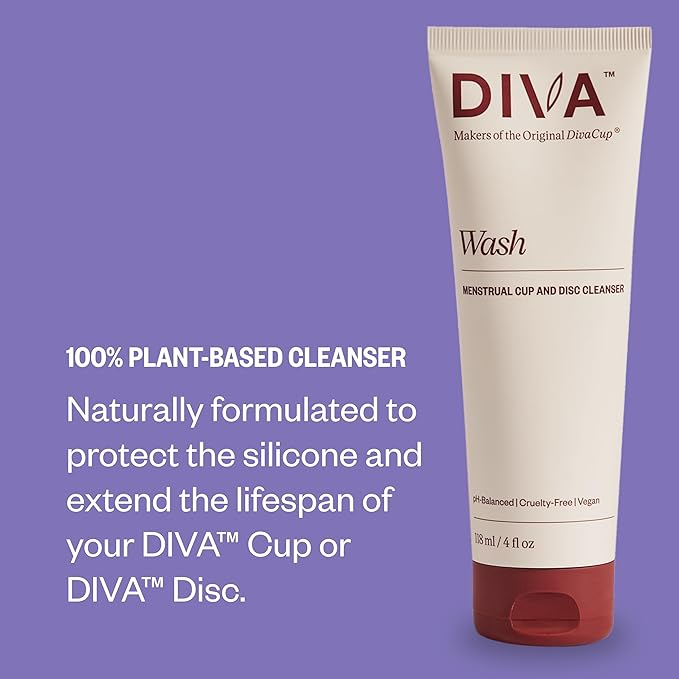 DIVA Cup DIVA Wash &amp DIVA Shaker Combo Pack - Medical Grade Silicone Cup for Period Care - Period Cup Wash - Shaker for On-the-Go Cleansing - Cup Model 2 (Wide Vaginal Canals Post-Partum &amp A