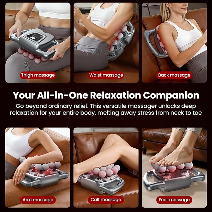 24 &amp 16 Head Massage Gun Deep Tissue Body Massage for Back Shoulders Neck Legs Foot Massage Gun deep Tissue Percussion Massager with 9 Modes &amp 30 Levels Body Muscle Pain Relief