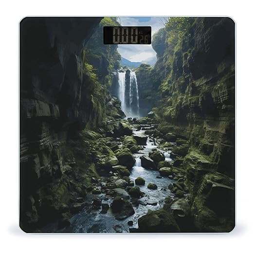 Waterfall Cliff Bathroom Scale Weight Scale for Body WeightHighly Accurate Digital Weighing Machine Clear LED Display Digital Bathroom Body Scale 400lb/182kg