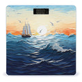 Ocean Waves Sailboat with Birds Maritime Bathroom Scale Large LCD Backlight Display Digital Scale Rounded Corners Body Scales Automatic Power On/Off Bathroom Scales for Home Bedrooms