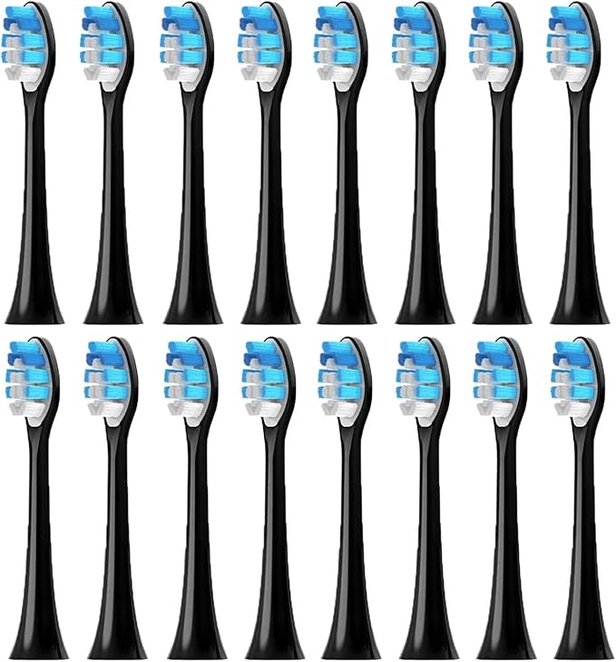 4-16pcs Replacement Toothbrush Heads Compatible with Brush with Cover Soft Bristles(16pcs Black)