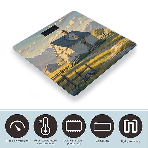 House on The Prairie Bathroom Scale for Body Weight Bathroom Weighing Scales with Back Lit LED Display Sturdy Tempered Glass Body Weight Bathroom Scale 400lb Weighing