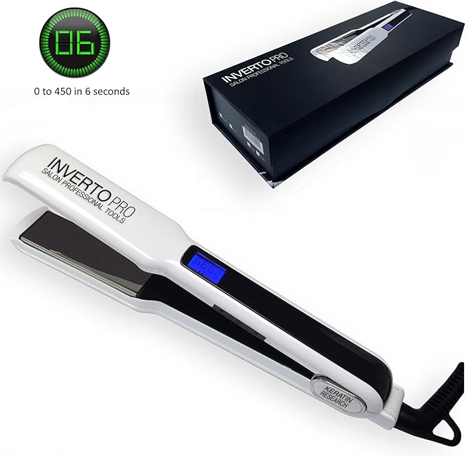 Professional Flat Iron Hair Straightener (110V White) Pro Silver Titanium Plates 1.5 for Keratin Treatments and Salon Heavy Duty Compatible with HSI Flat Iron