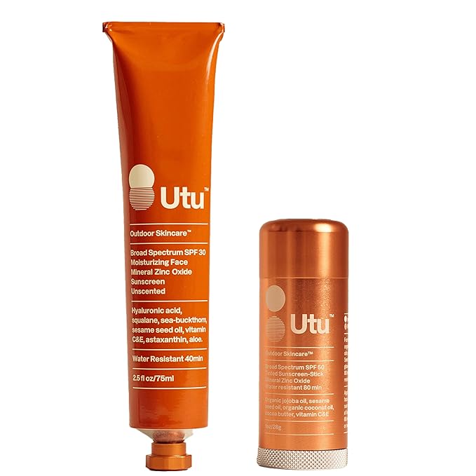 UTU - Outdoor Essentials Kit | SPF30 Daily Moisturizing Face Sunscreen (75 mL) + SPF50 Stick Sunscreen (28g) | Broad Spectrum Skin Protection