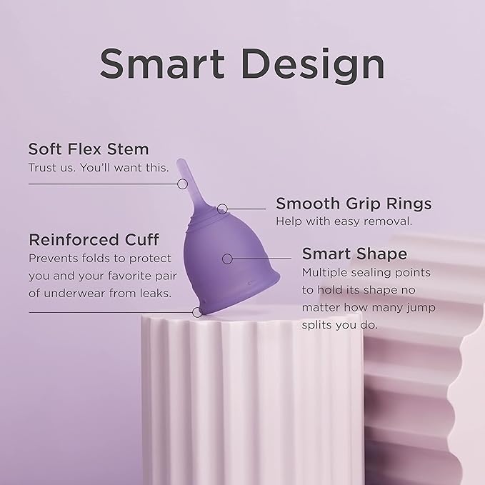 Saalt Soft Menstrual Cup – Reusable Period Cup – Made for Comfortable Leak-Free Protection Up to 12 Hours – BPA &amp Latex Free – Includes Cup &amp Carry Bag (Regular Mountain Iris)
