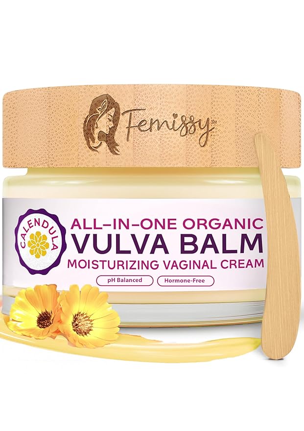 Vulva Balm (Calendula w/o Mint 2oz) – All-in-One Organic Vaginal Moisturizer Cream with 11 Botanicals – Menopause &amp Incontinence Care Cream for Intimate Skin – Soothes Redness Dryness &amp Irri