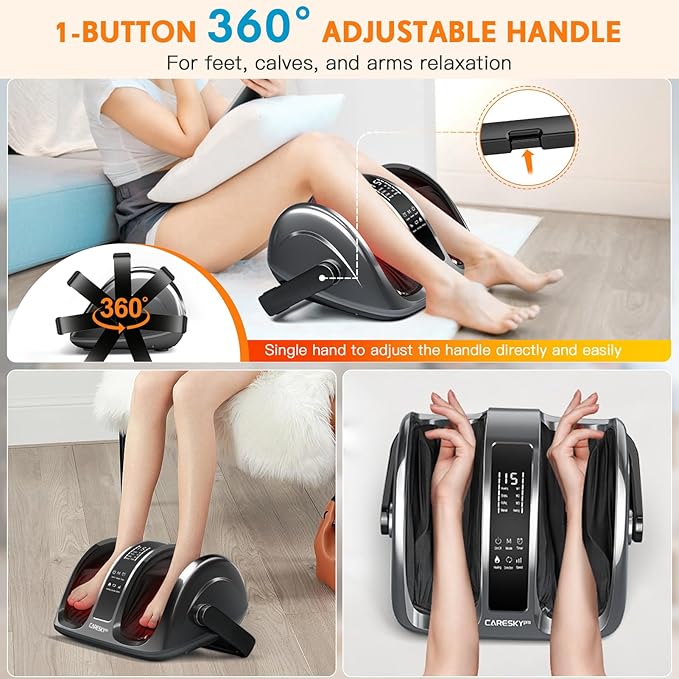 HSA Eligible FSA Shiatsu Foot Massager with Heat 3-Heating for Circulation and Pain Relief Deep Kneading Rolling for Calf-Feet-Arm Relaxation Plantar Fasciitis Neuropathy
