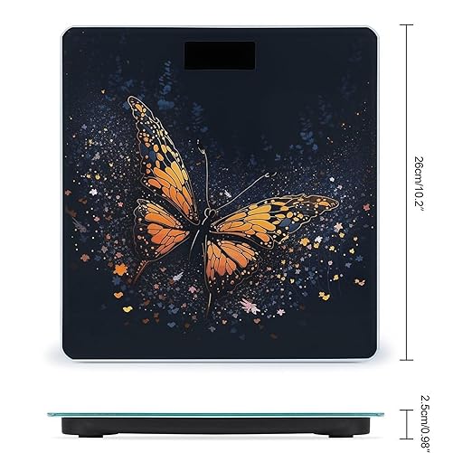 Butterfly Wave Scale for Body Weight Highly Accurate Digital Bathroom Scale Sturdy Tempered Glass Weighing Scales with LCD Display Fashion Body Fat Smart Scales 400lb