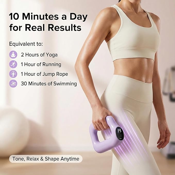 Electric Full-Body Vibration Massager Hands-Free Cordless Design with Adjustable Strap 8 Vibration Modes for Belly Back Legs &amp Waist Includes Sash &amp Scraper