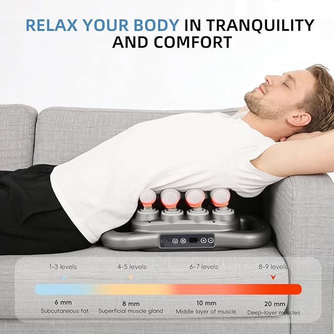 GCCSJ 24-Head Full Body Massage Gun Precision Deep Tissue Percussion Massager Electric Handheld Device for Back Shoulder Neck Pain Relief 9 Modes 9 Intensity Levels 1800mAh Battery Dark Grey