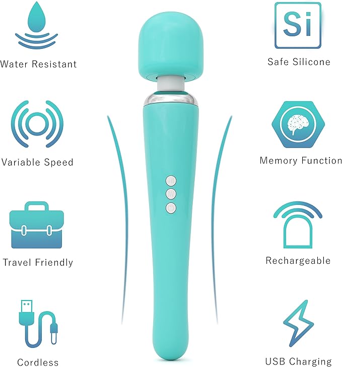 Therapeutic Cordless Massager - Powerful Massage Tool Handheld 8 Speeds 20 Patterns - Rechargeable Hand Massagers for Sore Muscles - Hand Held Massage Tool for Neck &amp Back