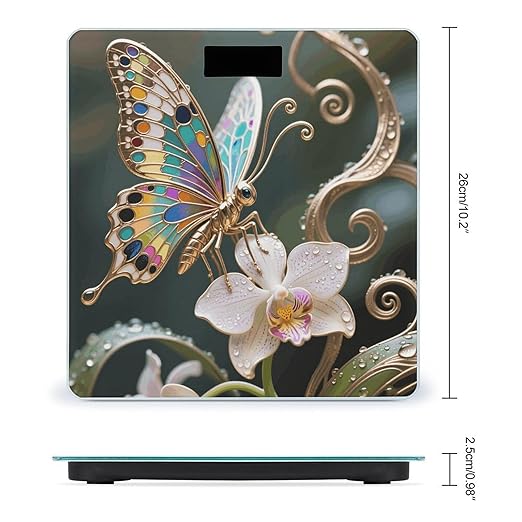 Fairy Orchid Dew Scale for Body Weight Sturdy Tempered Glass Weighing Scales with LCD Display Accurate Digital Bathroom Scale Convenient Body Fat Smart Scales Easy Read