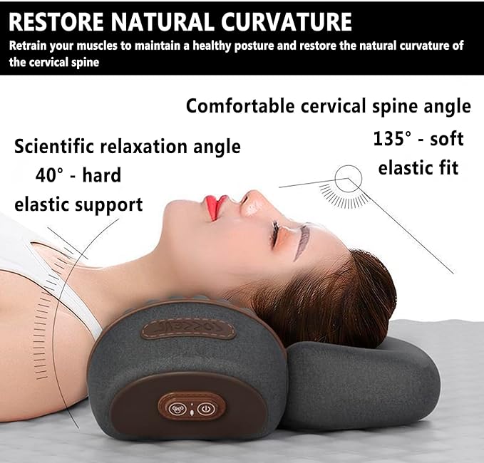 Cervifix Home Pro Massager 2025 New 3 in 1 Neck Massager Cervifix Heated Massage Neck Pillow Trigger Point Memory Foam Pillows for Stretcher Relaxer (Black)