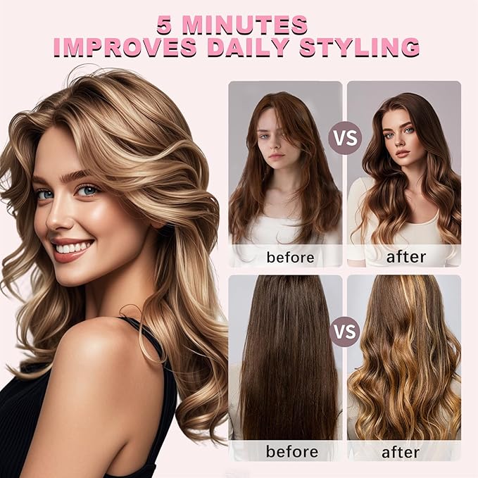 Automatic Curling Iron Rotating – 3-in-1 Self Curling Hair Curler with 3 Barrel Sizes for Loose Waves to Tight Curls Negative Ion Ceramic Anti-Tangle &amp Fast Heating Safe Styling for All Hair Ty