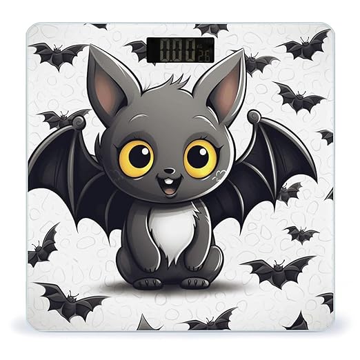 Cute Bat Bathroom Scale Large LCD Backlight Display Digital Scale Rounded Corners Body Scales Automatic Power On/Off Bathroom Scales for Home Bedrooms